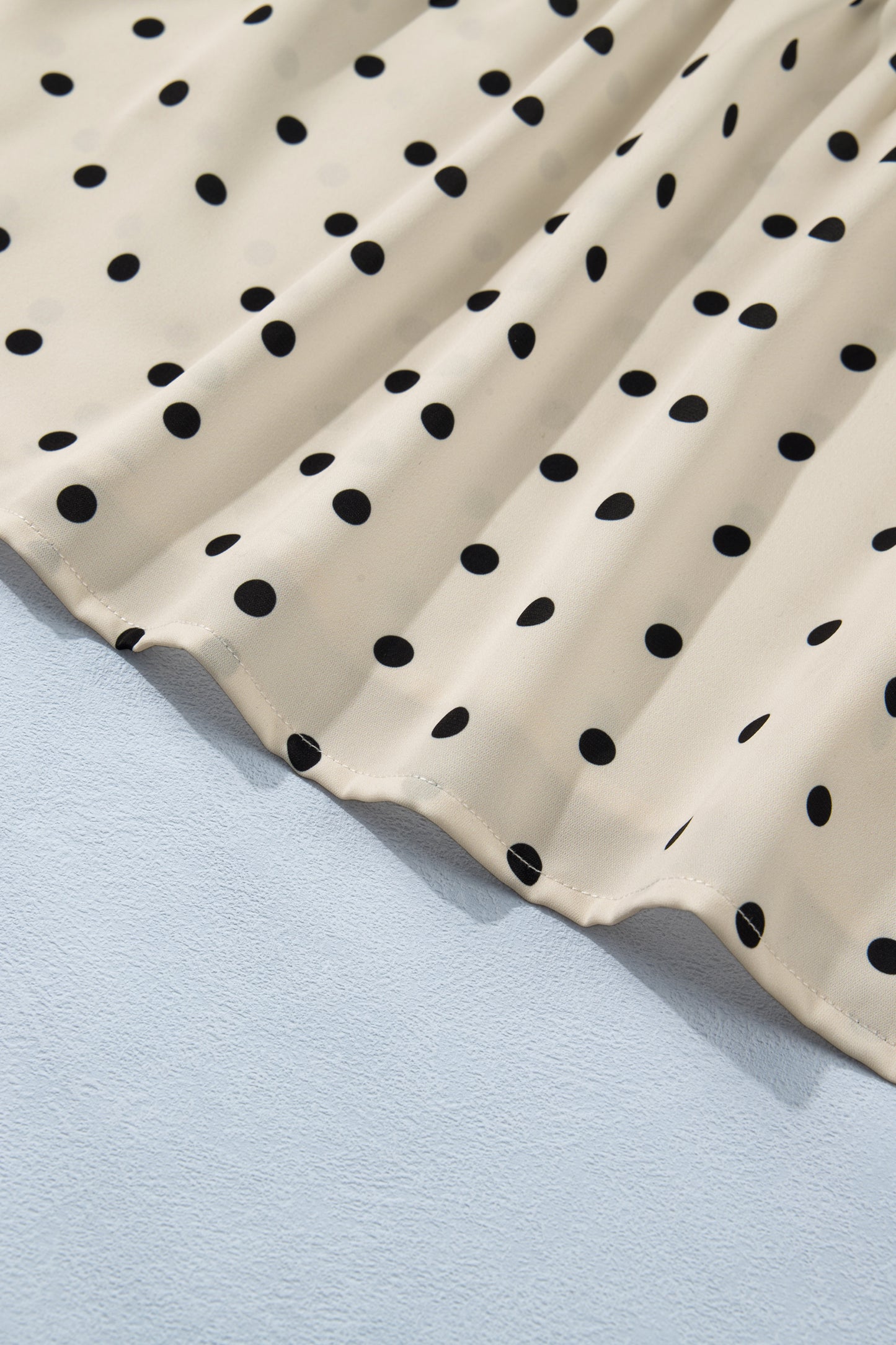 Apricot Plus Size Polka Dot Print Button Detail Short Sleeve Babydoll Blouse