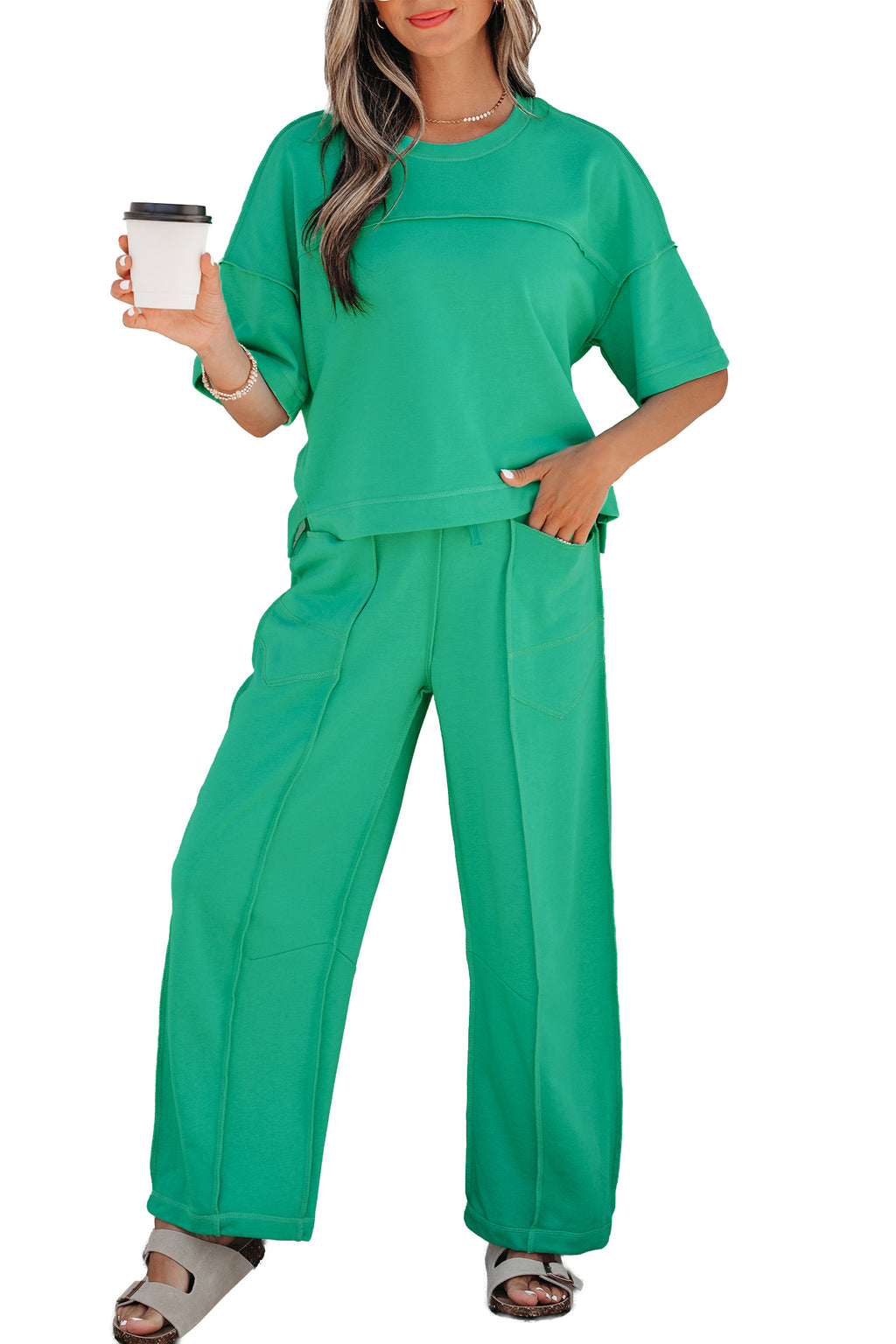 Drop Shoulder Boxy Tee and Barrel Pants Set