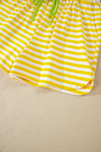 Stripe Contrast Neck Loose Tee and Drawstring Shorts Set