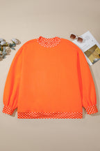 Polka Dot Patchwork Round Neck Plus Size Sweatshirt