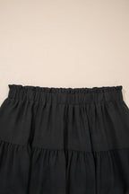 Frilled Elastic Waist Lace Trim Boho Ruffled Shorts Plus