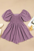 Valerian Square Neck Ruched Puff Sleeve Romper