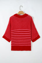 Red 3/4 Draped Sleeve Slouchy Sweater
