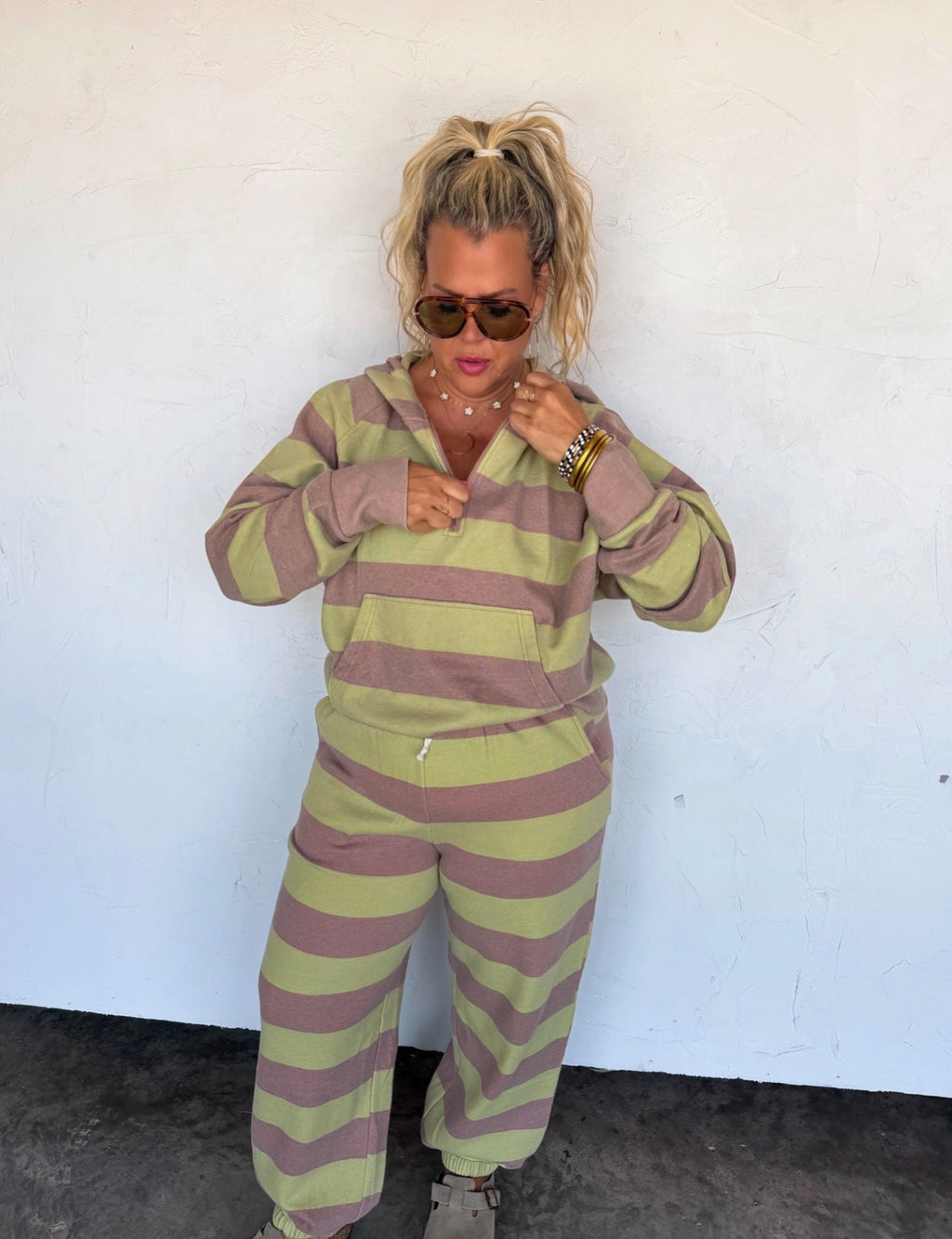 PREORDER- LILA STRIPE JOGGERS