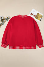 Polka Dot Patchwork Round Neck Plus Size Sweatshirt