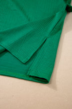 Textured Ruffle Split Top and Drawstring Shorts
