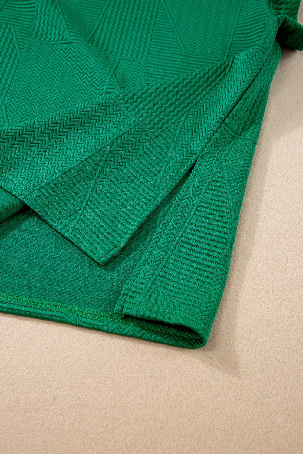 Textured Ruffle Split Top and Drawstring Shorts