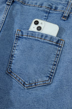 Ivy Seam Detail Pocketed Cuffed Hem Denim Shorts
