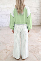 Polka dot patchwork colorblock long sleeve two-piece pants set from Dear-Lover, casual and stylish for everyday wear.