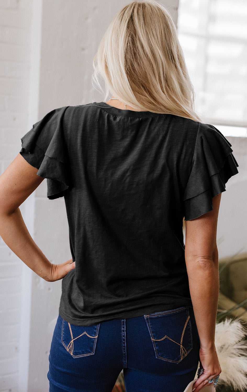 Layered Ruffle Short Sleeve Round Neck Top