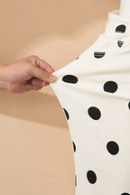 White Polka Dot Print Wide Leg Ankle-Length Jeans