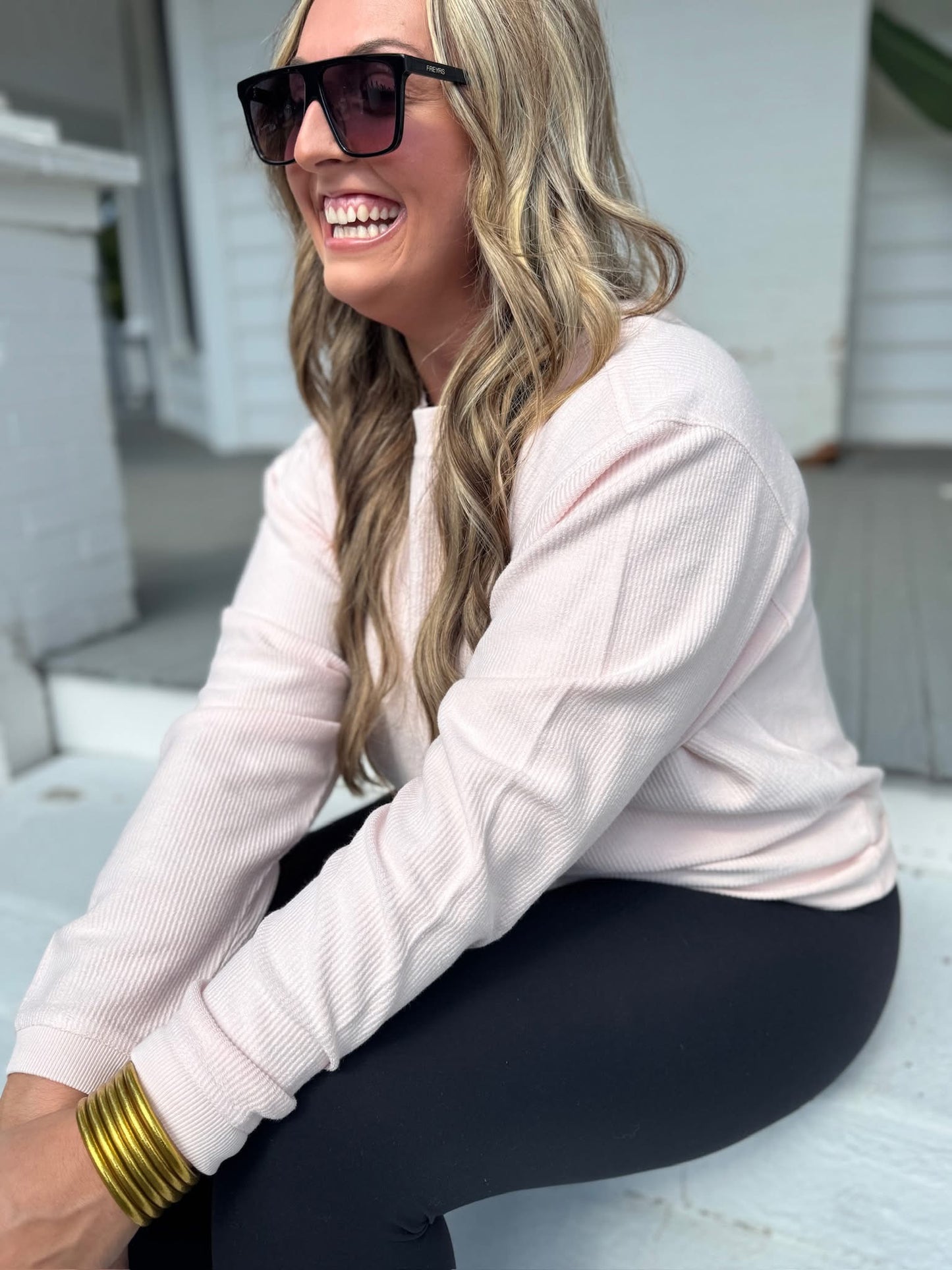 Light Pink corded crew