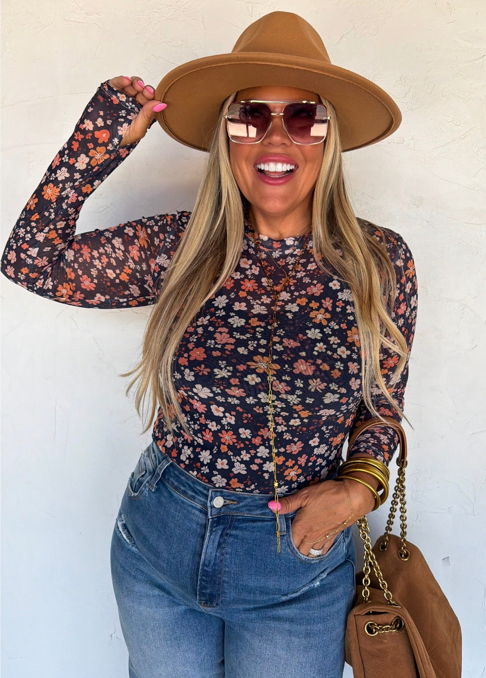 Preorder: Fall Flower Dress It Up Mesh Tops