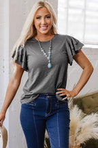 Layered Ruffle Short Sleeve Round Neck Top