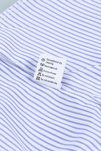 Smocked Cuffed Striped Boyfriend Shirt with Pocket