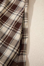Brown Plaid Long Sleeve Short Shift Mini Dress