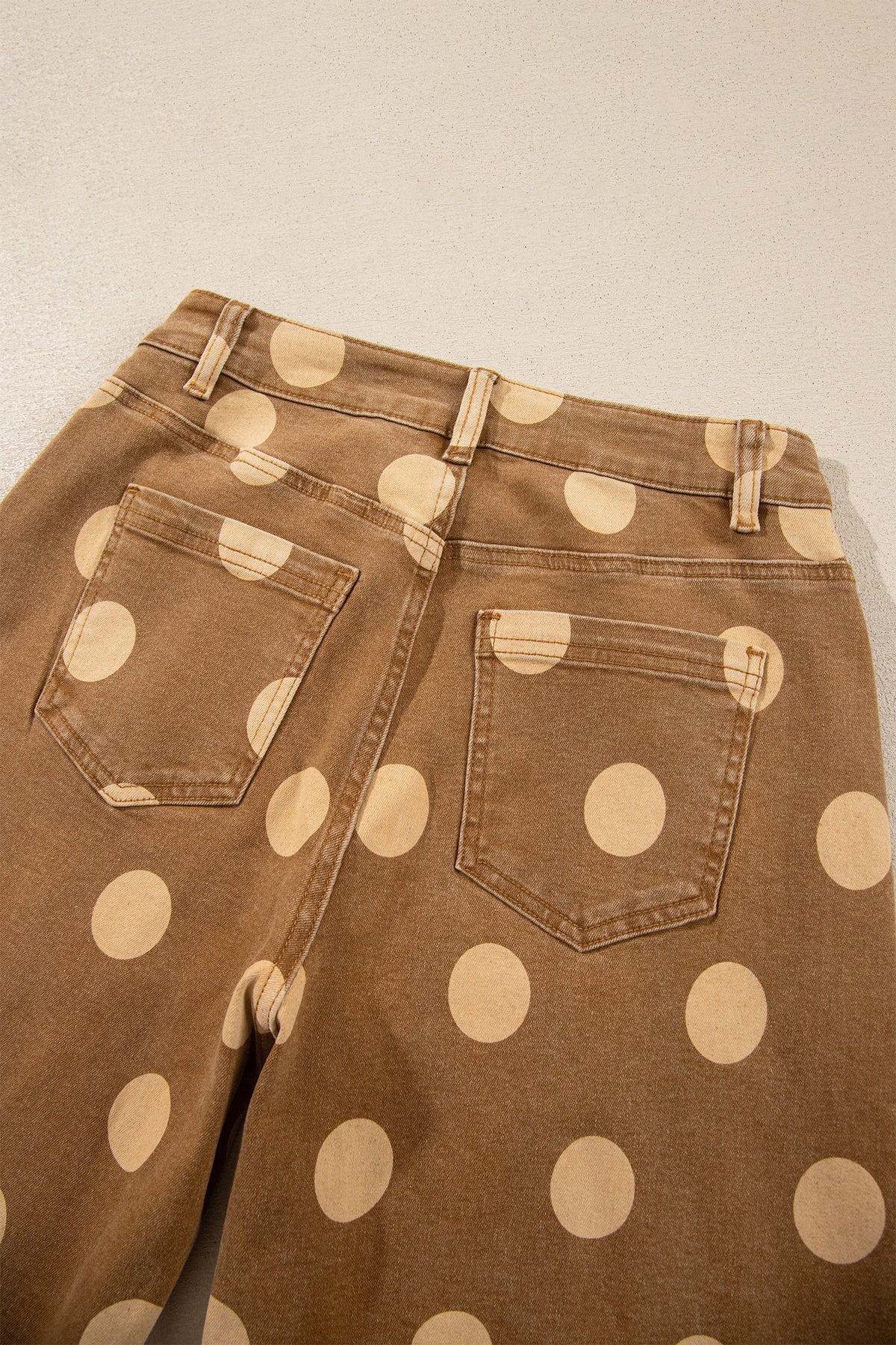 Polka dot ankle-length casual jeans with metal buttons from Dear-Lover, featuring a relaxed fit and stylish design.