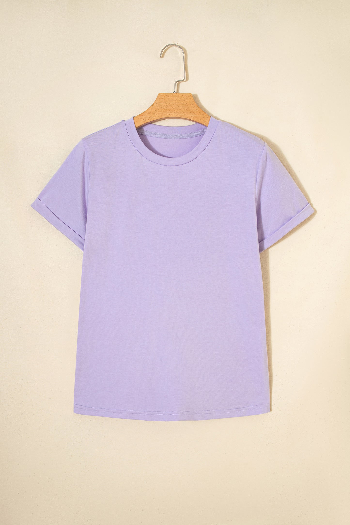 Casual Plain Crew Neck Tee
