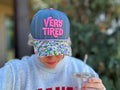 Embroidered Baseball Cap - "Very Tired" - Blue Chambray