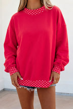 Colorblock Polka Dot Contrast Trim Oversized Sweatshirt
