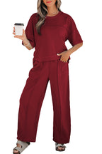 Racing Red Drop Shoulder Boxy Tee and Barrel Pants Set