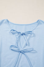 Coffee Plus Size Solid Color Bow Tie Peplum Tank Top
