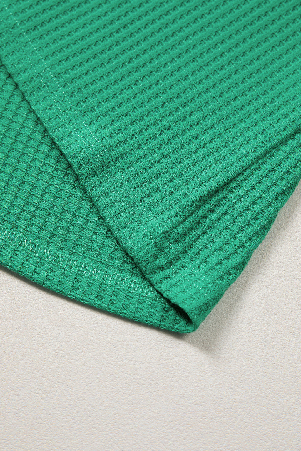 Sea Green Waffle Textured Knit Dolman Short Sleeve Loose Top