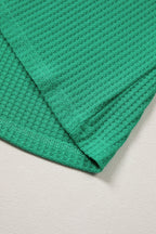 Sea Green Waffle Textured Knit Dolman Short Sleeve Loose Top