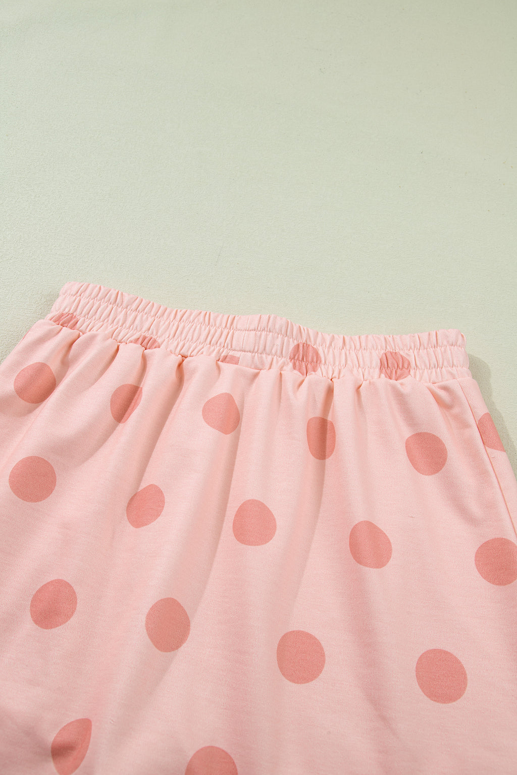 Sky Blue Ribbed Trim Polka Dot Print Tank Split Mini Skort 2pcs Set