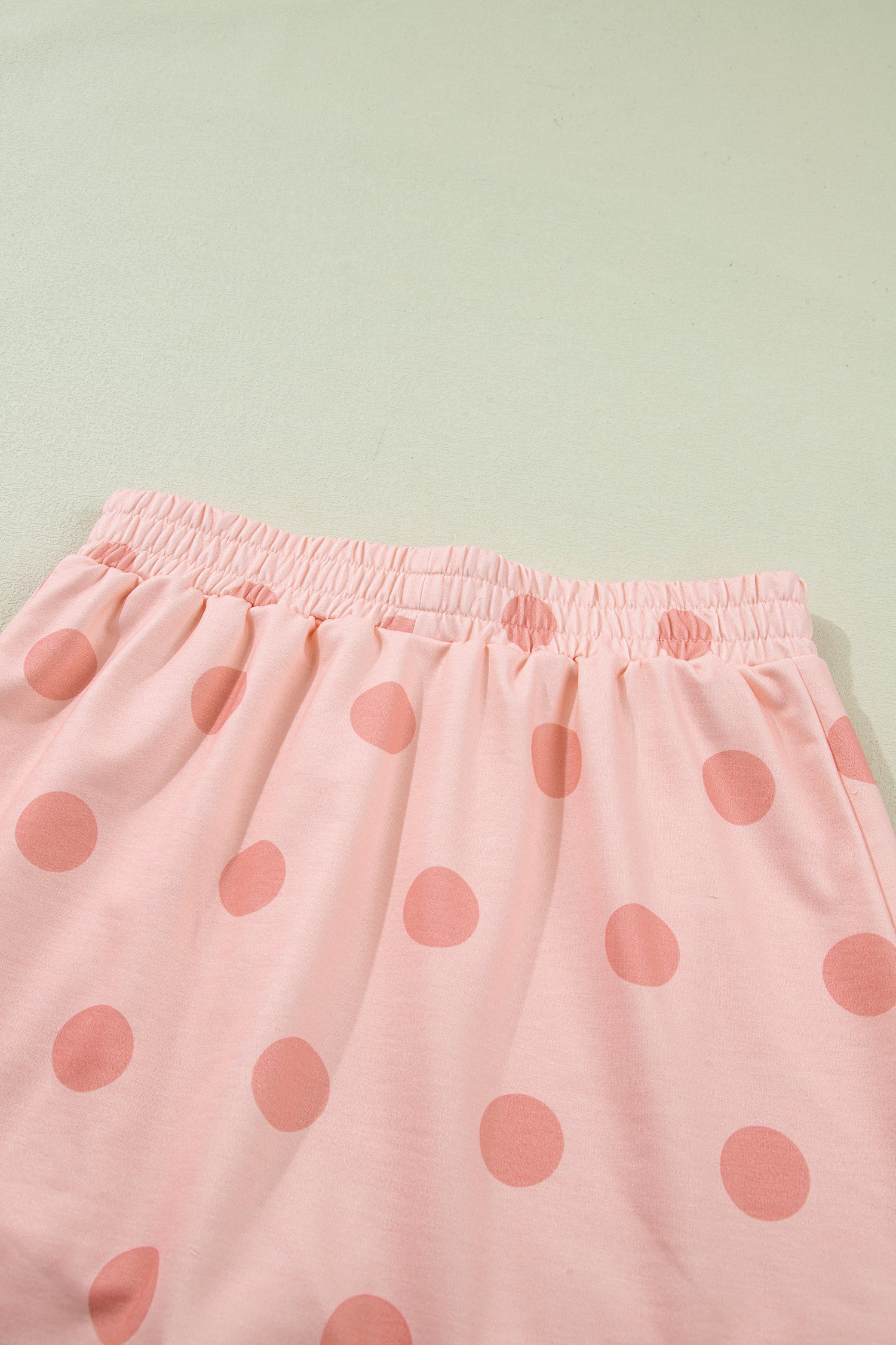 Sky Blue Ribbed Trim Polka Dot Print Tank Split Mini Skort 2pcs Set