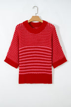 Red 3/4 Draped Sleeve Slouchy Sweater