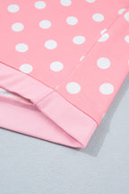 Sky Blue Polka Dot Oversized Top Drawstring Short Set