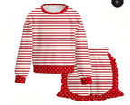 PREORDER: Girls Stripe Print Ruffle Shorts Set
