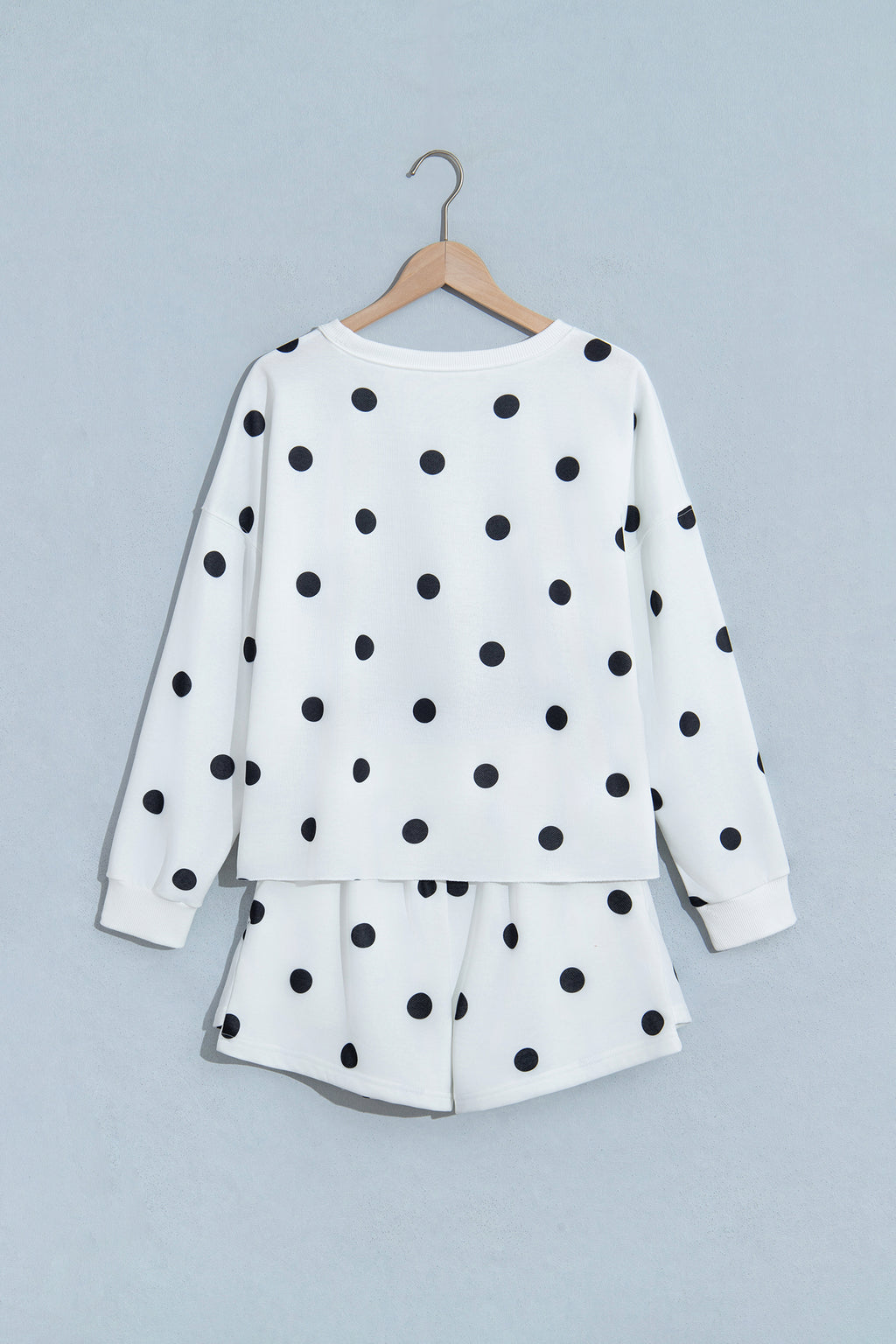 Red Polka Dot Raw Hem Relaxed Pullover Loose Skort Two Piece Set
