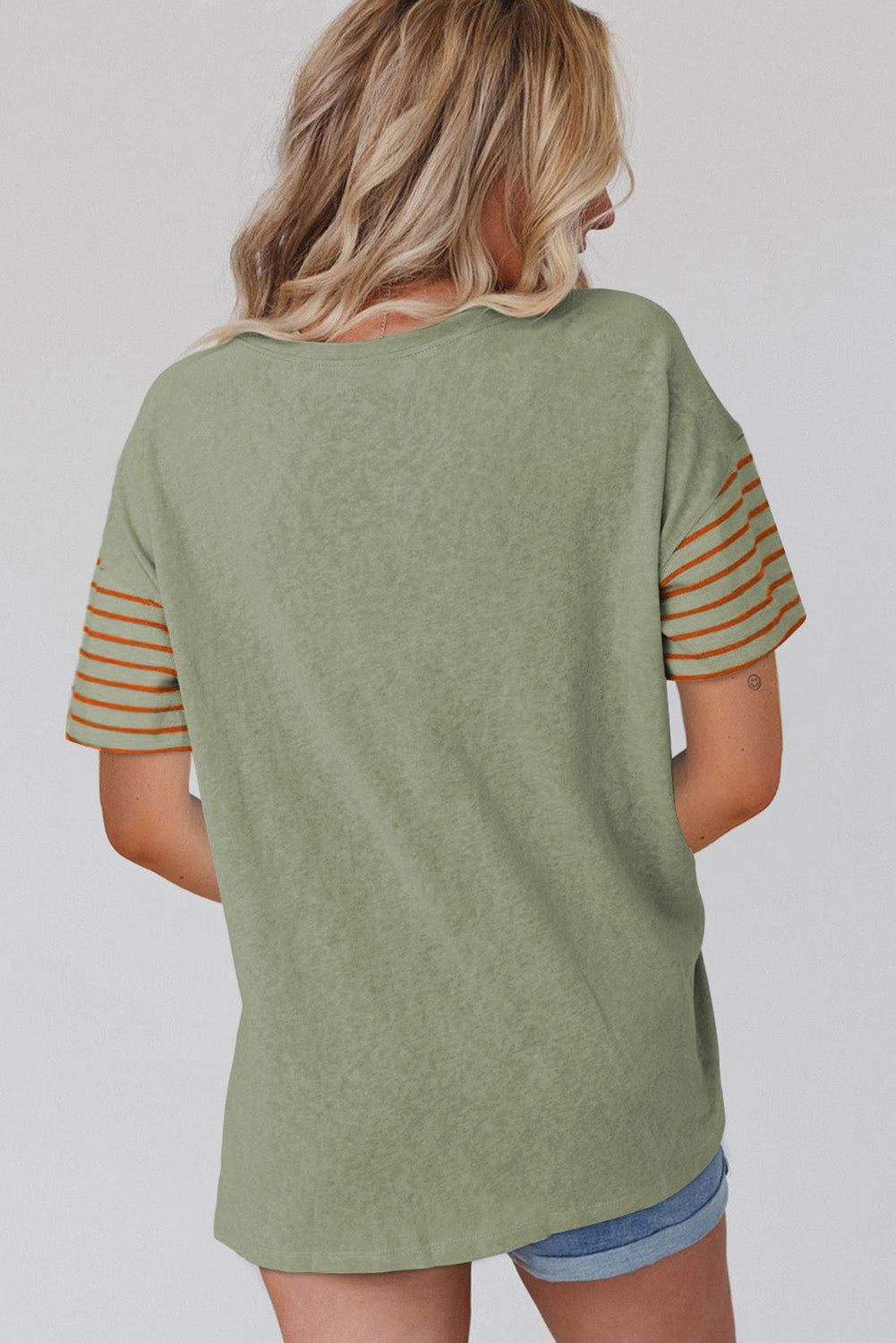 Red Dahlia Color Block Striped Detail Loose T Shirt