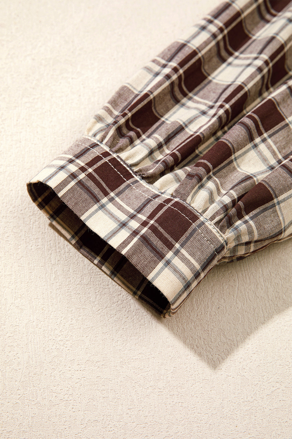 Brown Plaid Long Sleeve Short Shift Mini Dress