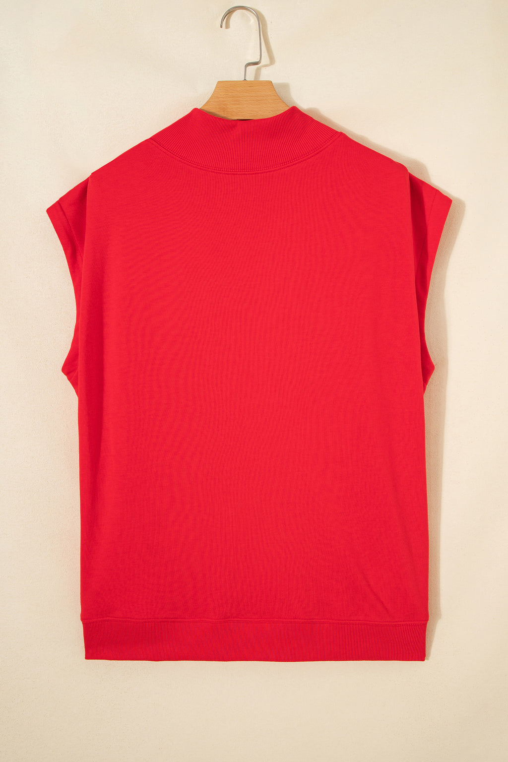 Black Solid Color High Neck Cap Sleeve Loose Top