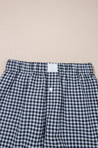 Red Gingham Printed High Waist Shorts