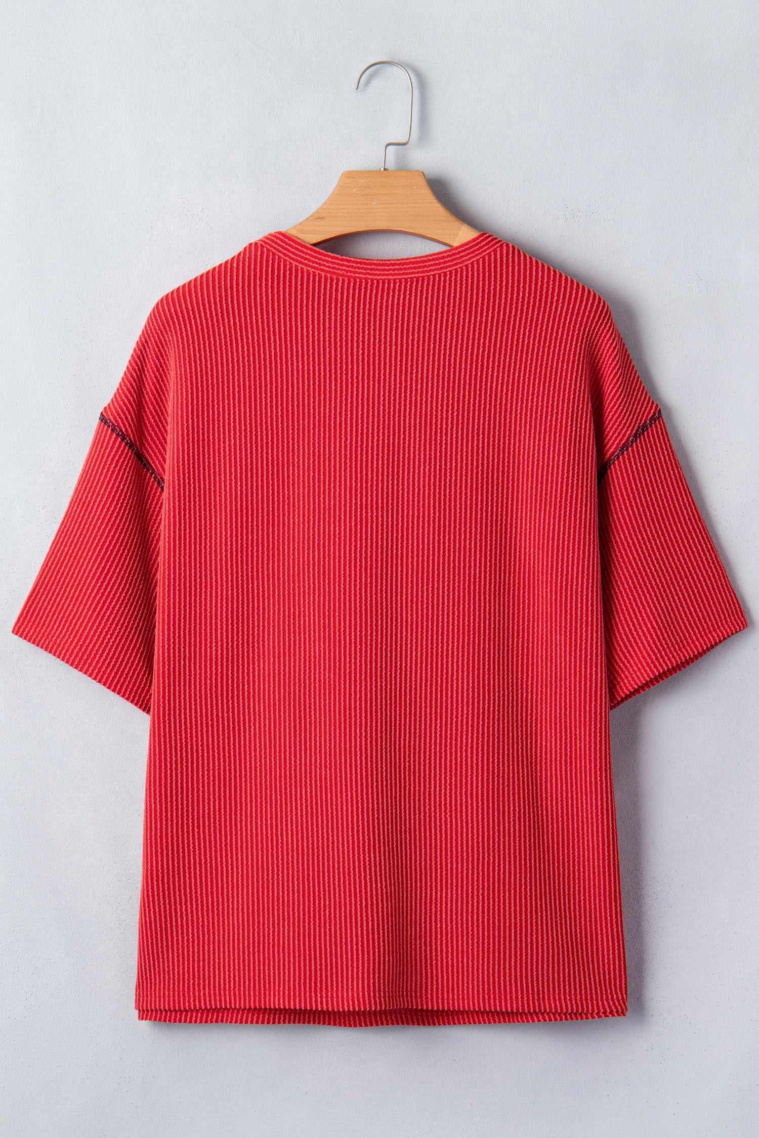 Fiery Red USA Graphic Half Sleeve Loose Ribbed Top