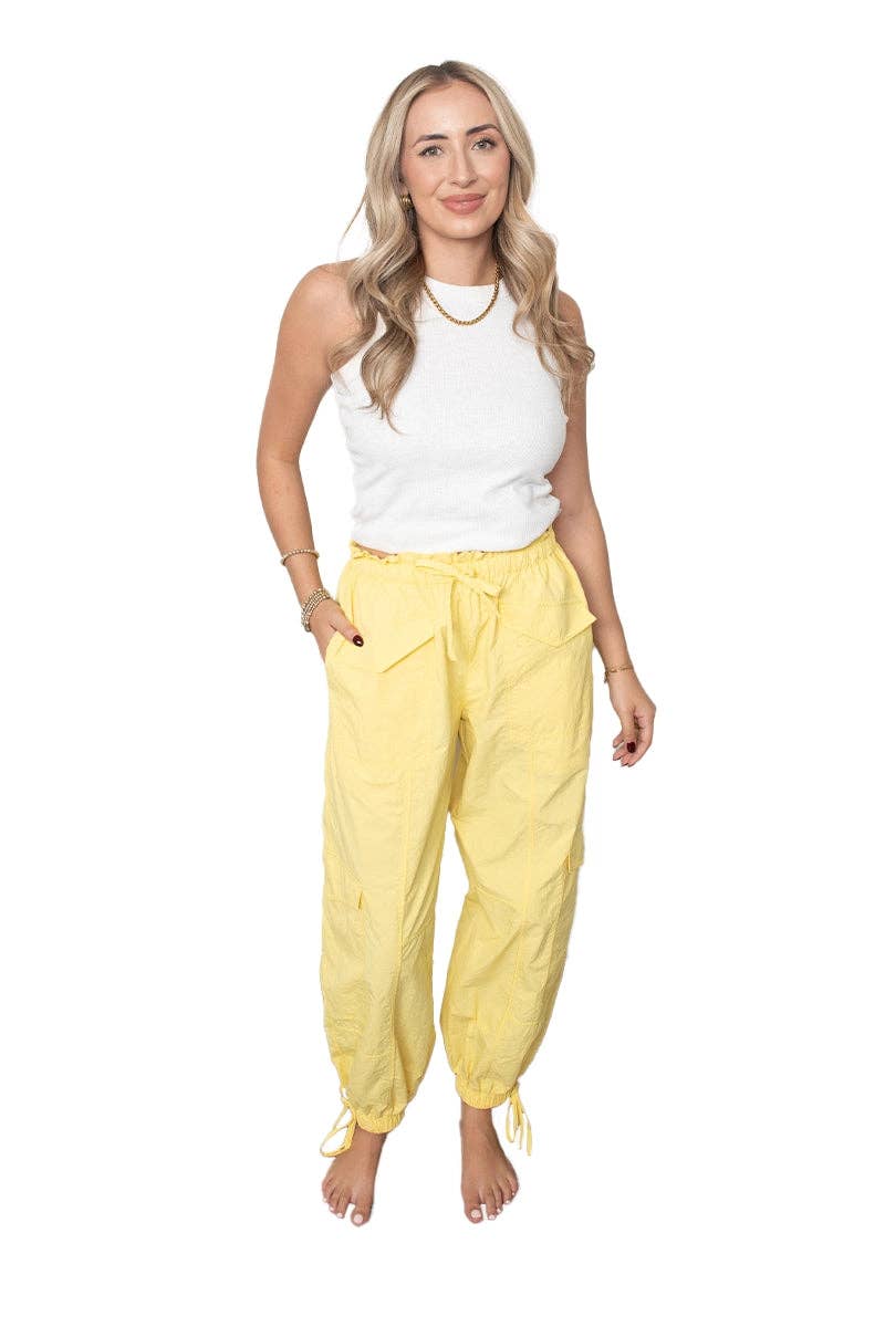 Yellow Cargo Lightweight Joggers Women