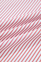 Red Stripe Plus Size Ruffled Hem Pinstriped Midi Dress