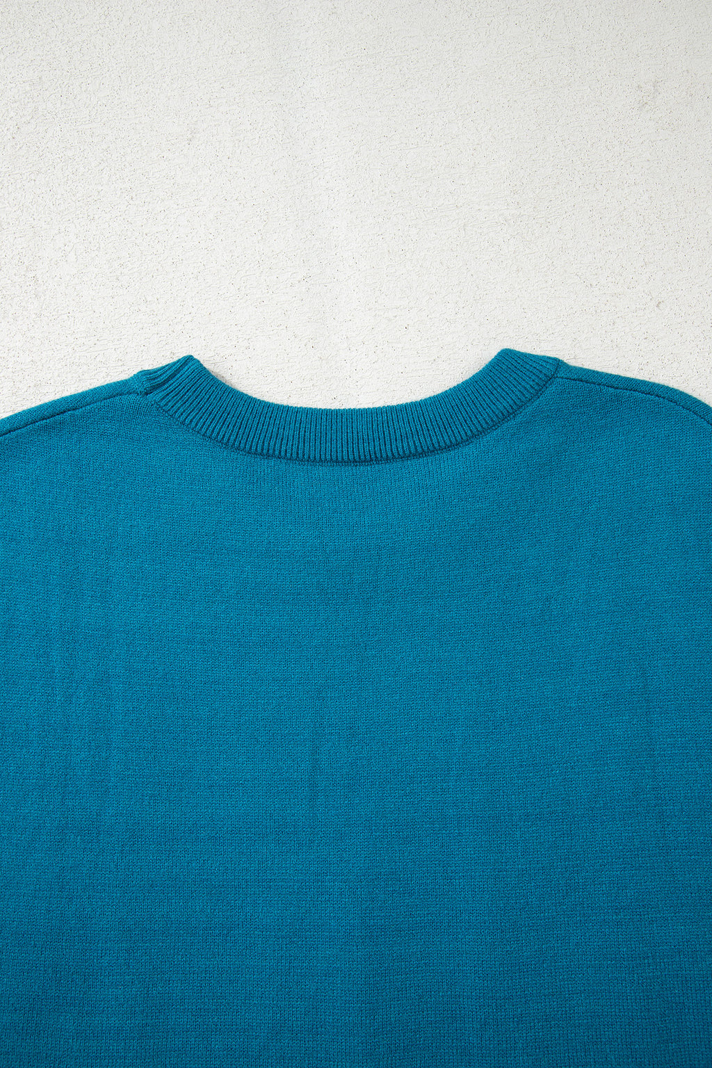 Light Blue Horse Shoe Embroidered Loose Short Sleeve Sweater