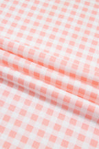 Green Color Block Plaid Patchwork Long Sleeve Pullover Wide Leg Pant Set