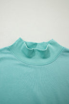 Black Solid Color High Neck Cap Sleeve Loose Top