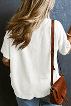 White Textured V-Neck Dropped Shoulder Plus T-Shirt