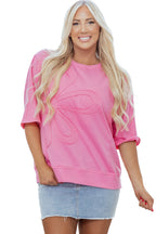 Floral Patched Half Sleeve Tunic Top