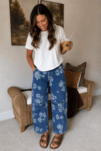 Boho Floral Barrel Jeans
