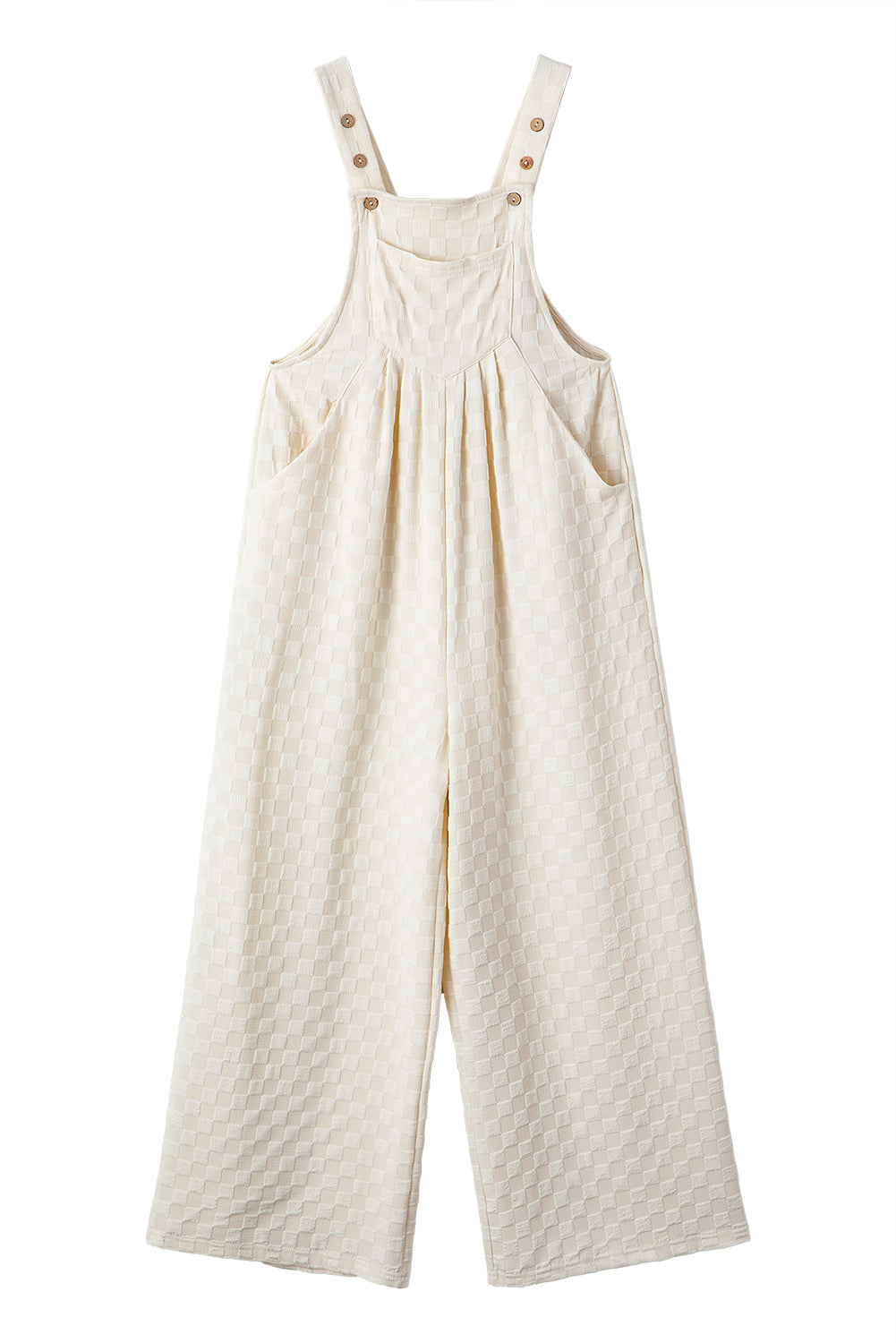 Checkered Pocketed High Waist Wide Leg Overall