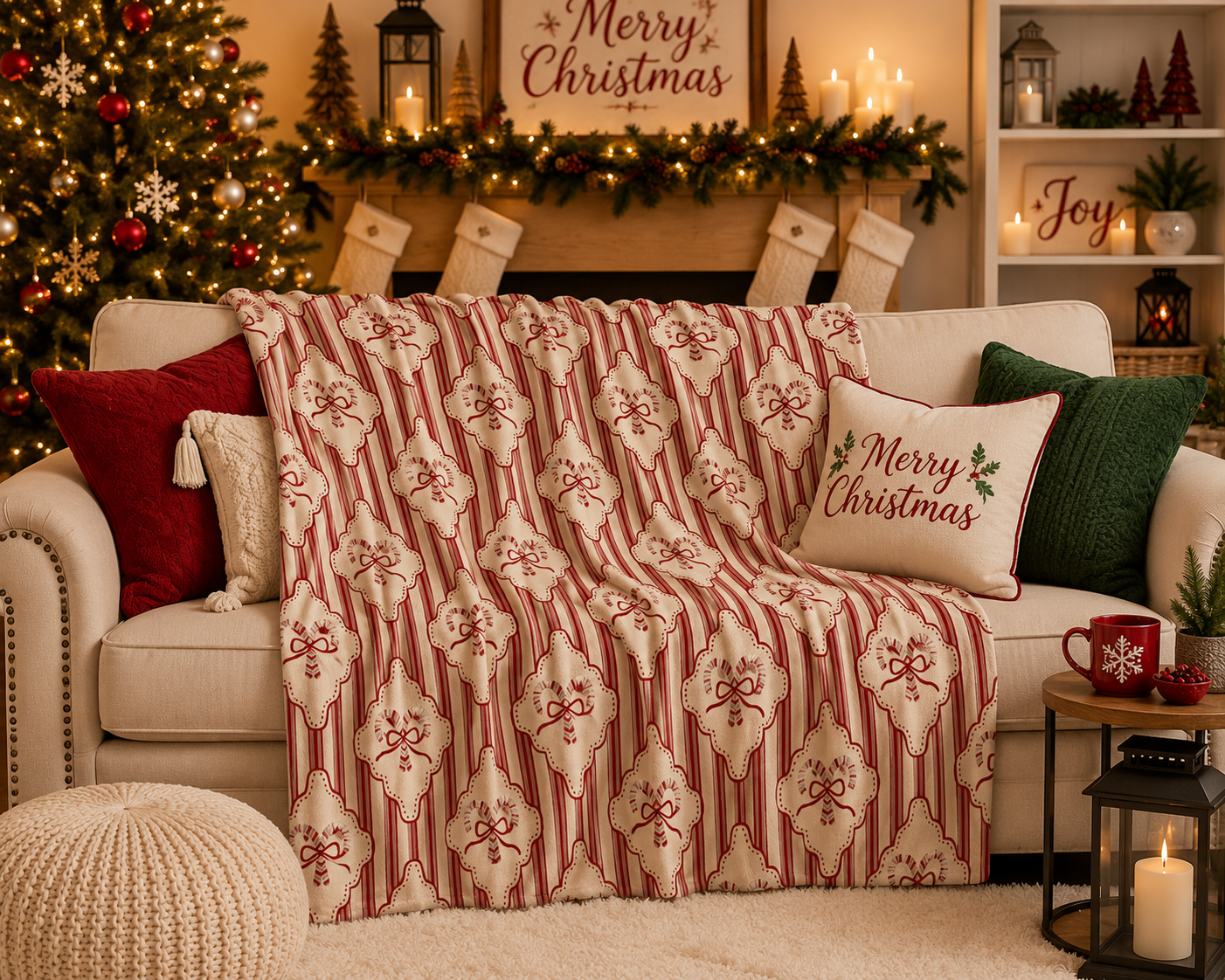 Striped Elegant CandyCane Blanket *Pre Order*ETA OCTOBER