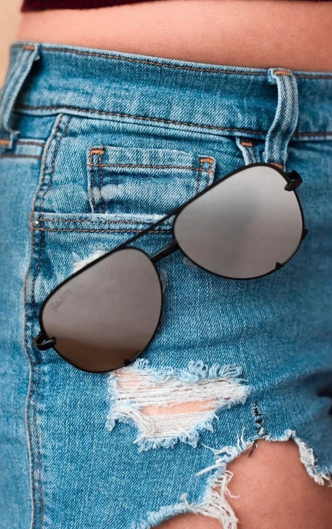 The Alex Black/Silver- High Quality Unisex Aviator Sunglasses